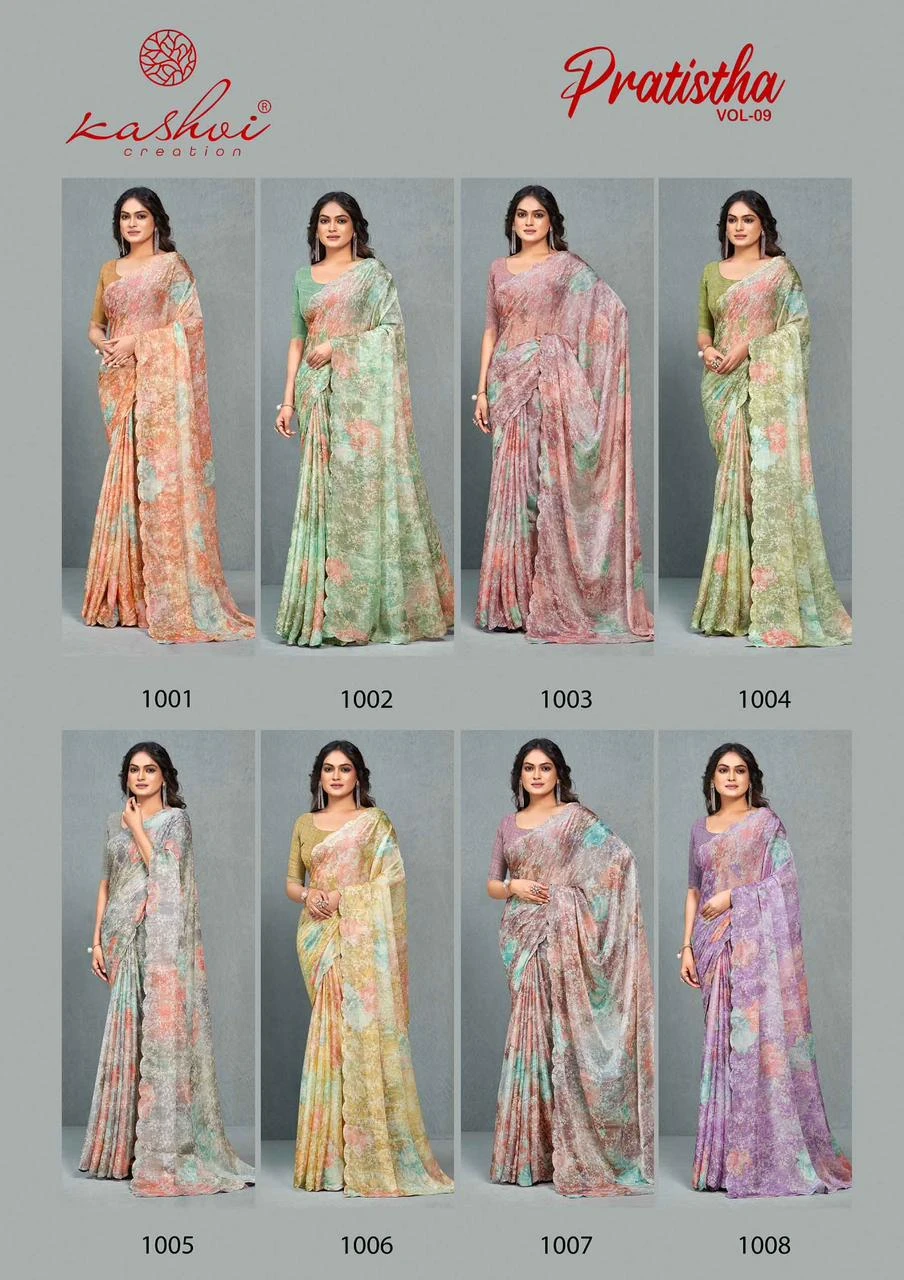 Kashvi Creation Pratistha Vol 9 Brasso Wholesale Sarees Catalog — Wholesale Sarees, Kashvi Creation wholesale from Surat — view 9
